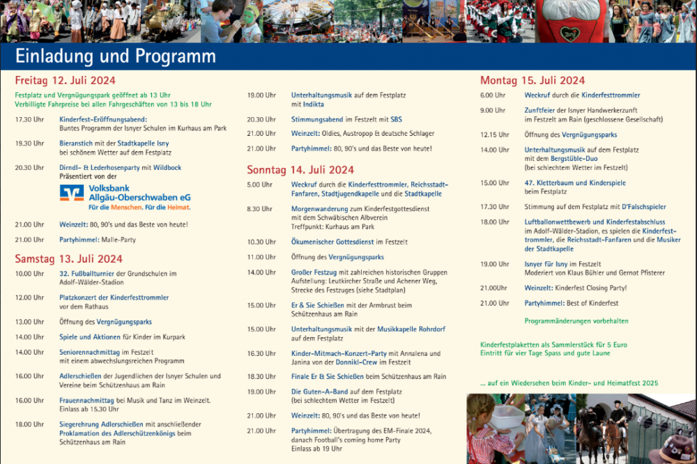 Isnyer Kinder- und Heimatfest – 11.-14. Juli 2025